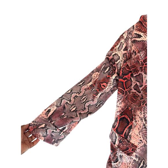 House of Sunny Pink Python Snake Print Oversized Slouchy Jacket Blazer Size 2 - Picture 8 of 12